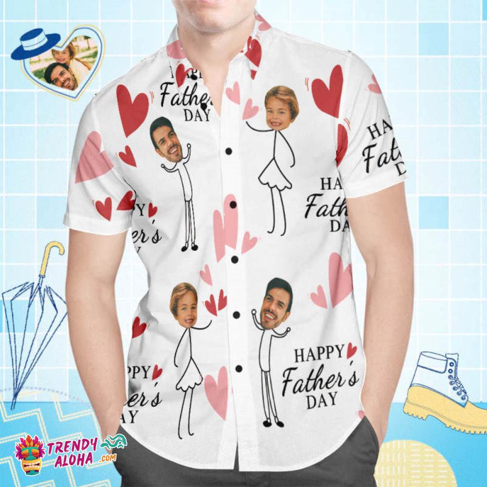 Custom Face Trendy Aloha Hawaiian Shirt All Over Print Men’s Shirt Happy Father’s Day