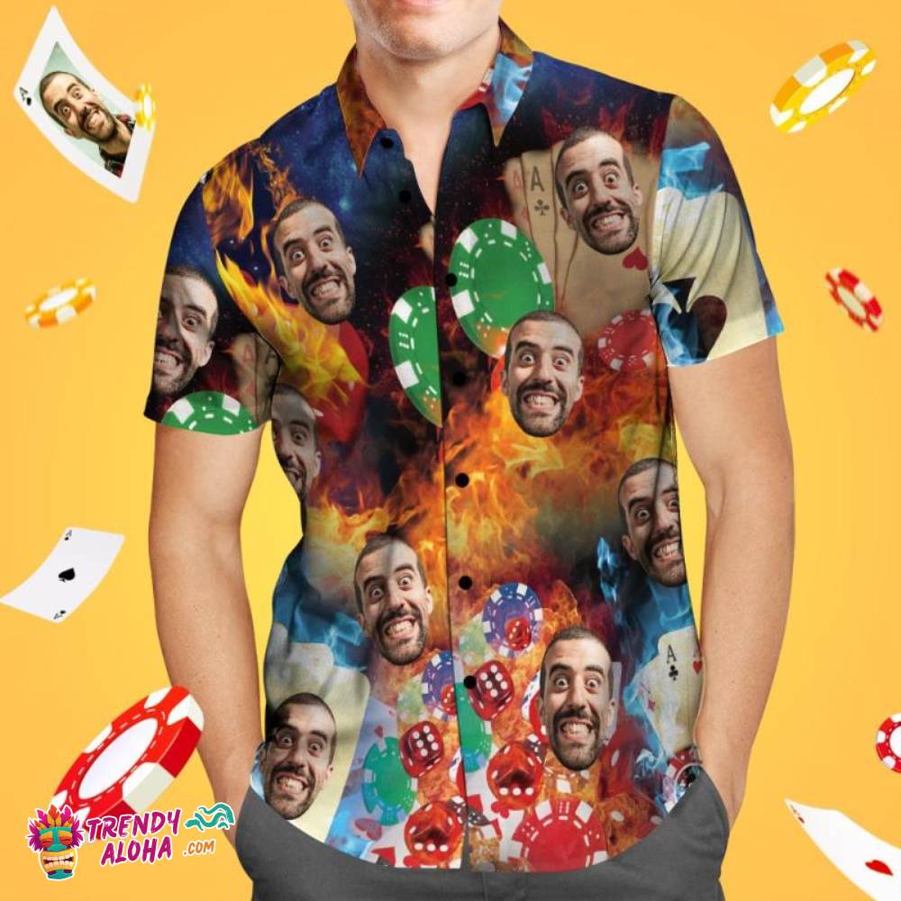 Custom Face Trendy Aloha Hawaiian Shirt Aloha Poker Shirt Gift For Him