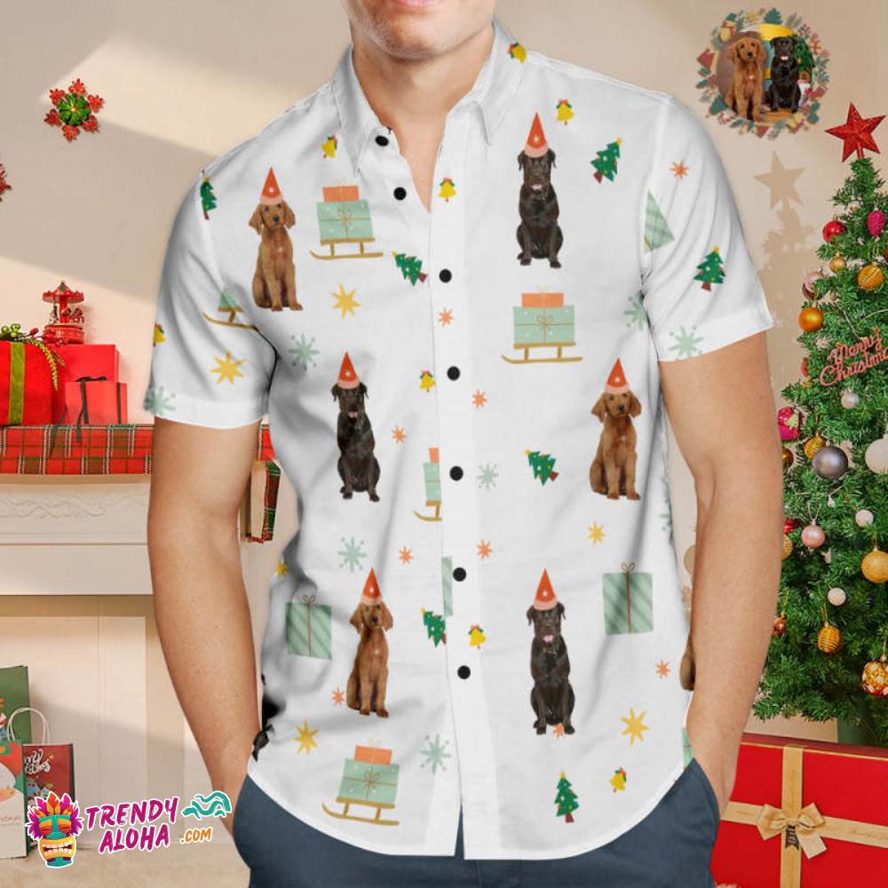 Custom Face Trendy Aloha Hawaiian Shirt Funny Pet’s Photo Christmas Shirt Gift For Men