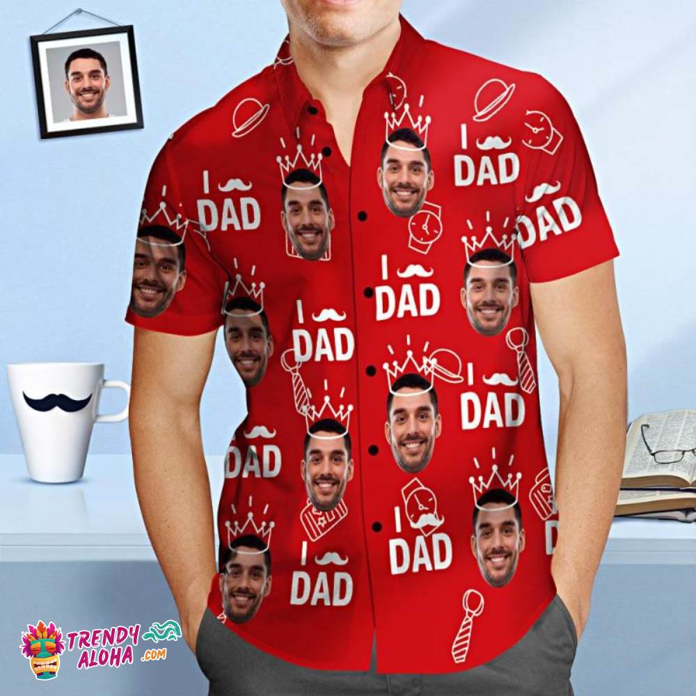 Custom Face Trendy Aloha Hawaiian Shirt I Love Dad Personalized Father’s Day Shirt Gift For Dad