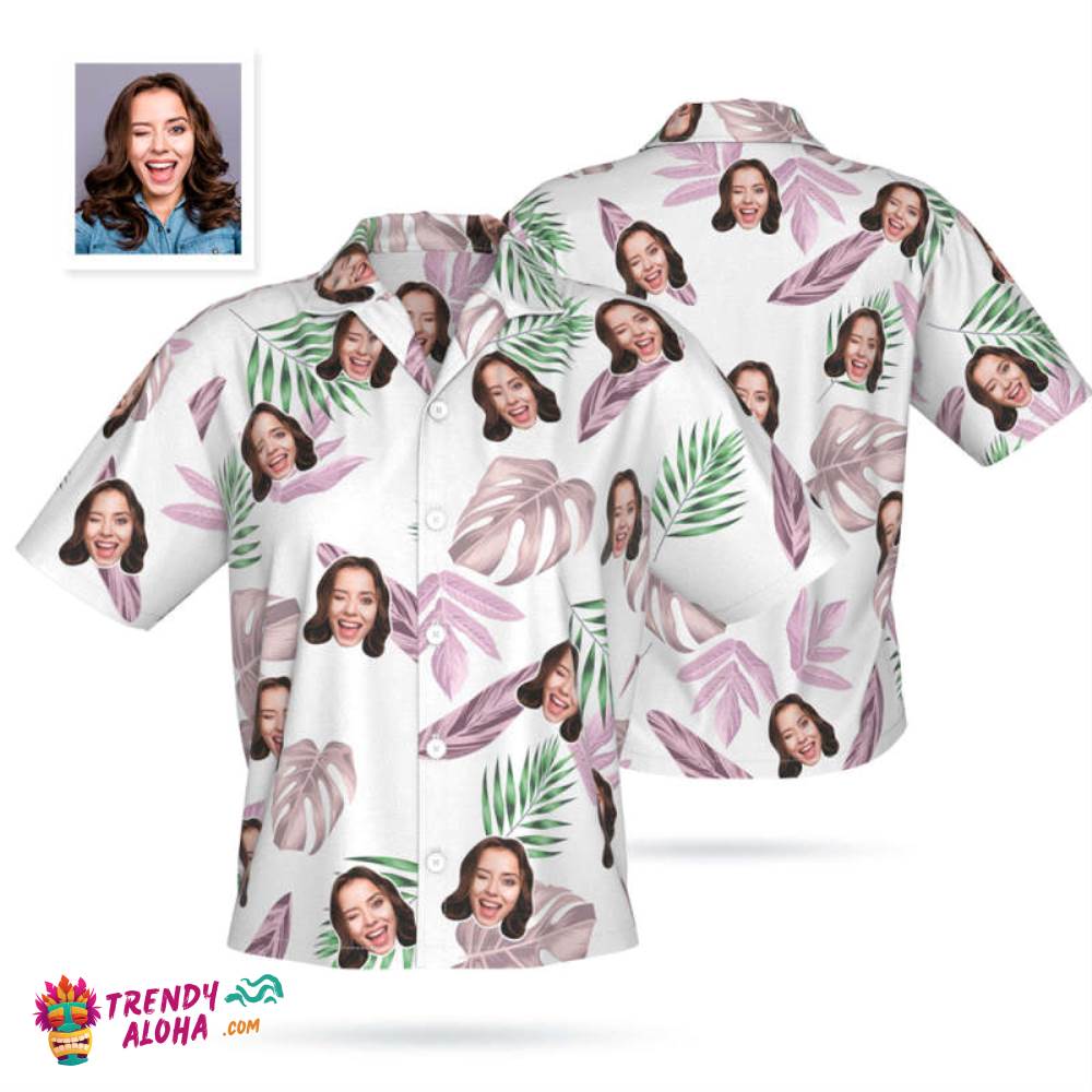 Custom Face Trendy Aloha Hawaiian Shirt Personalized Photo Floral Summer Shirts For Women