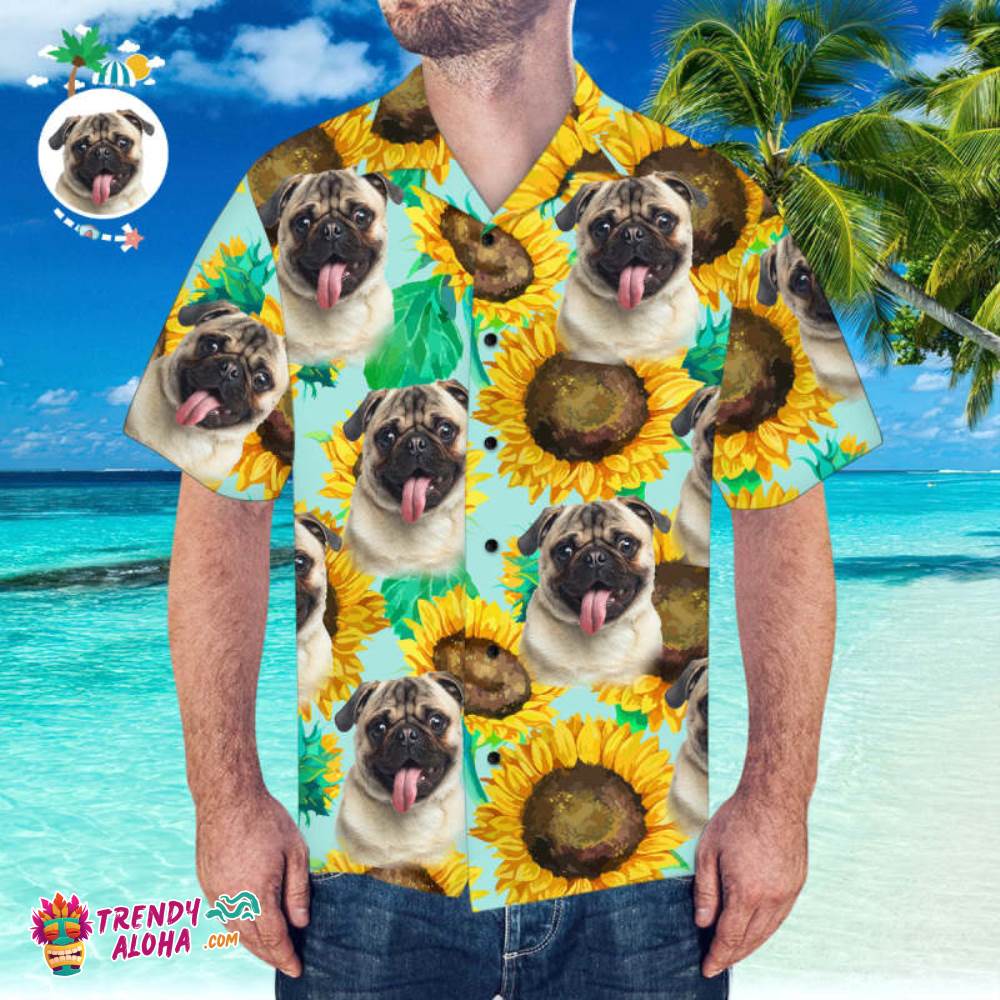 Custom Face Trendy Aloha Hawaiian Shirt Personalized Trendy Aloha Hawaiian Shirt Summer Sunflower Shirt