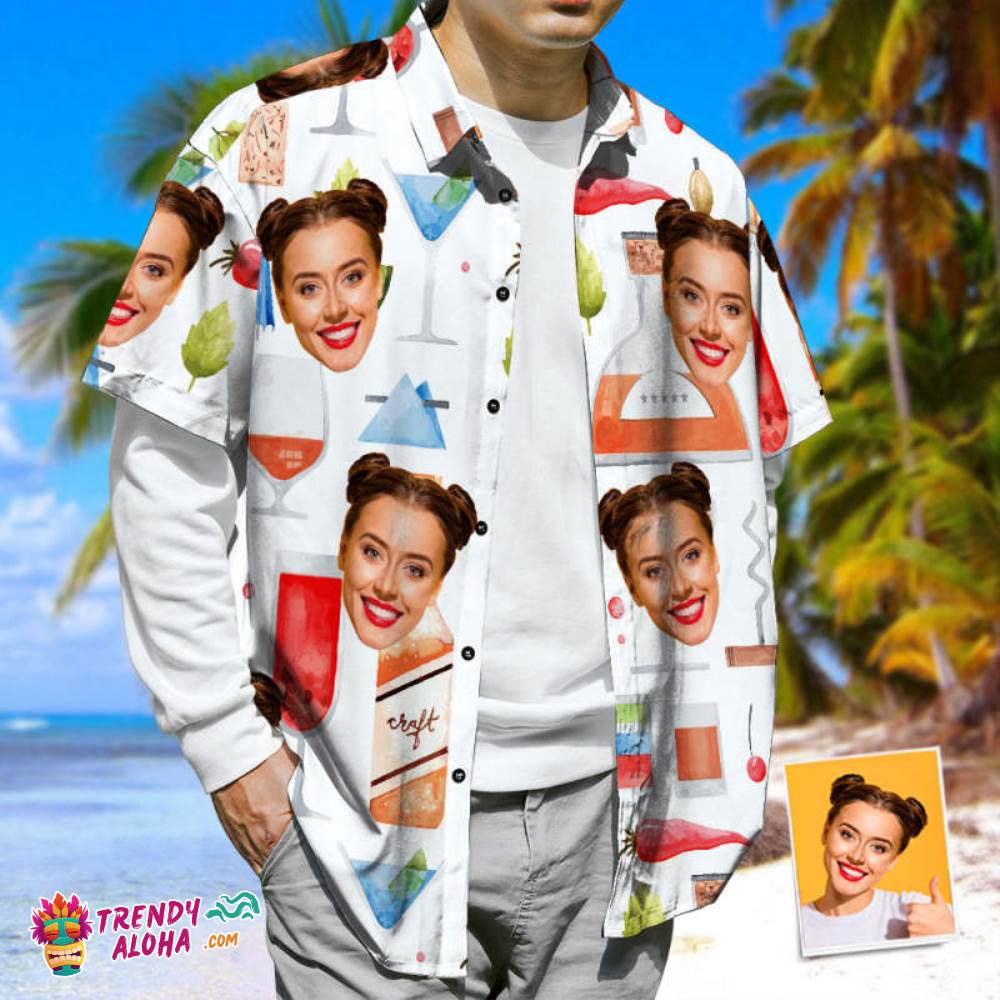 Custom Face Trendy Aloha Hawaiian Shirt Soda & Juice Casual Tropical Beach Shirt Unisex