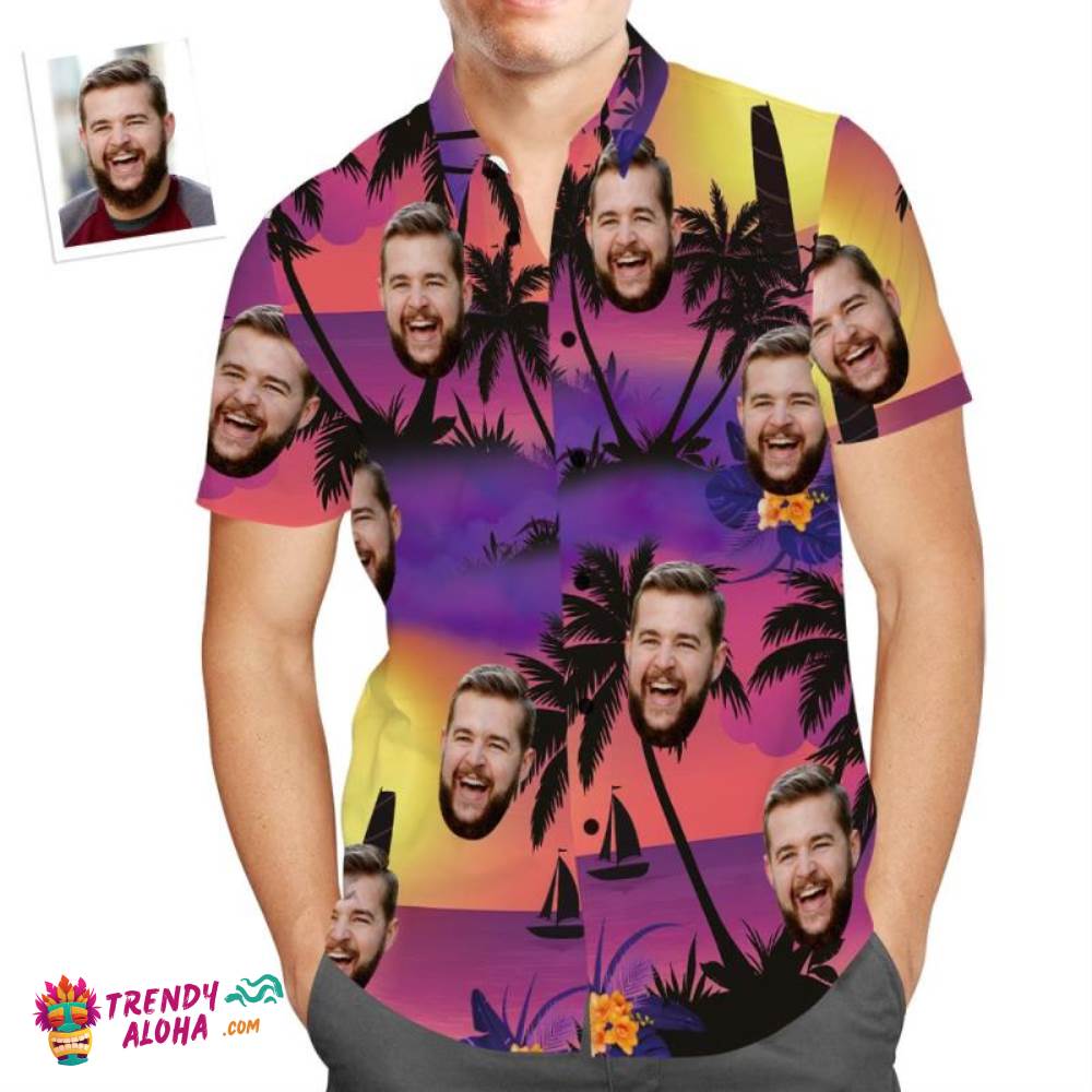 Custom Face Trendy Aloha Hawaiian Shirt Tropical Aloha Beach Shirt Gift For Men