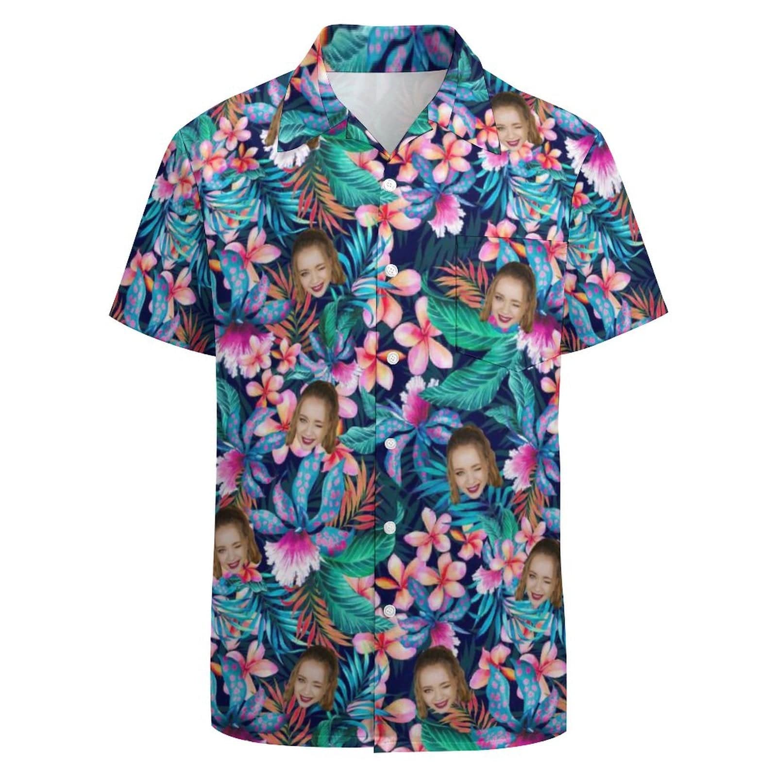 Custom Face Tropical Aloha Casual Shirt Men Front Pocket Shortsleeve Beach Pocket Hawaiian Shirt Custom Face Tropical Aloha Casual Shirt Men Front Pocket Shortsleeve Beach Pocket Hawaiian Shirt