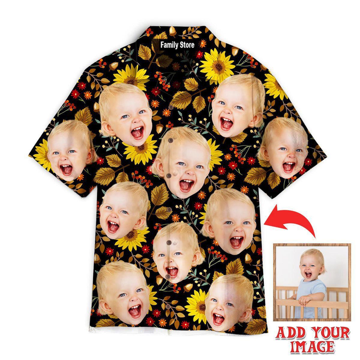Custom Funny Face Autumn Sunflowers Thanksgiving Custom Hawaiian Shirt Custom Funny Face Autumn Sunflowers Thanksgiving Custom Hawaiian Shirt