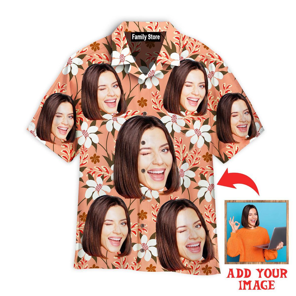 Custom Funny Face On Autumn Flowers Custom Hawaiian Shirt Custom Funny Face On Autumn Flowers Custom Hawaiian Shirt