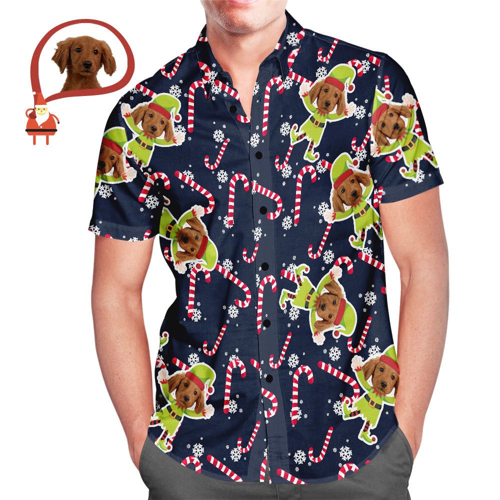 Custom Gog Face Christmas Elf Men’s All Over Print Hawaiian Shirt Christmas Gift For Him