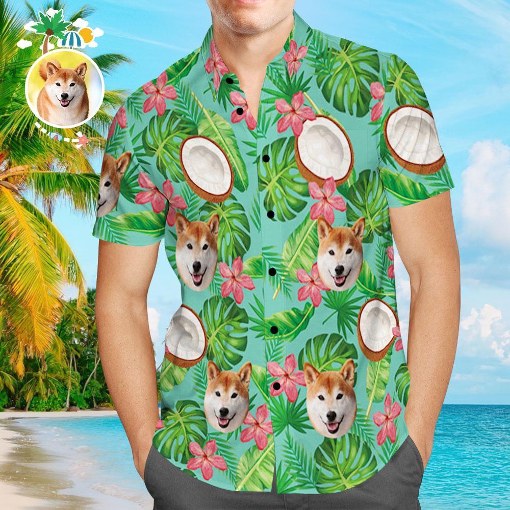 Custom Hawaiian Shirts Coconut Design Dog Face Aloha Beach Shirt For Men Custom Hawaiian Shirts Coconut Design Dog Face Aloha Beach Shirt For Men