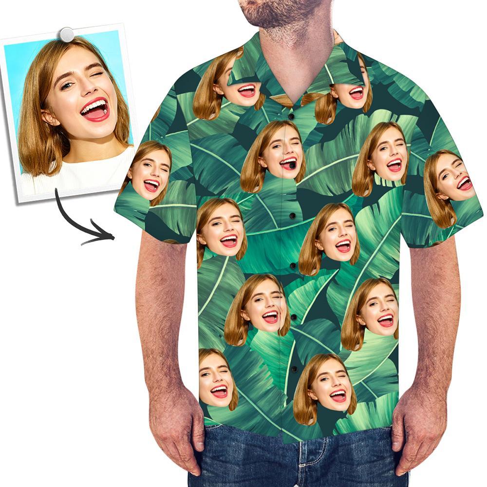 Custom Hawaiian Shirts Green Leaves Design Personalized Aloha Beach Shirt For Men
