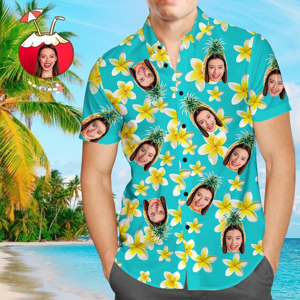 Custom Hawaiian Shirts Pineapple And Flower Personalized Aloha Beach Shirt For Men Custom Hawaiian Shirts Pineapple And Flower Personalized Aloha Beach Shirt For Men