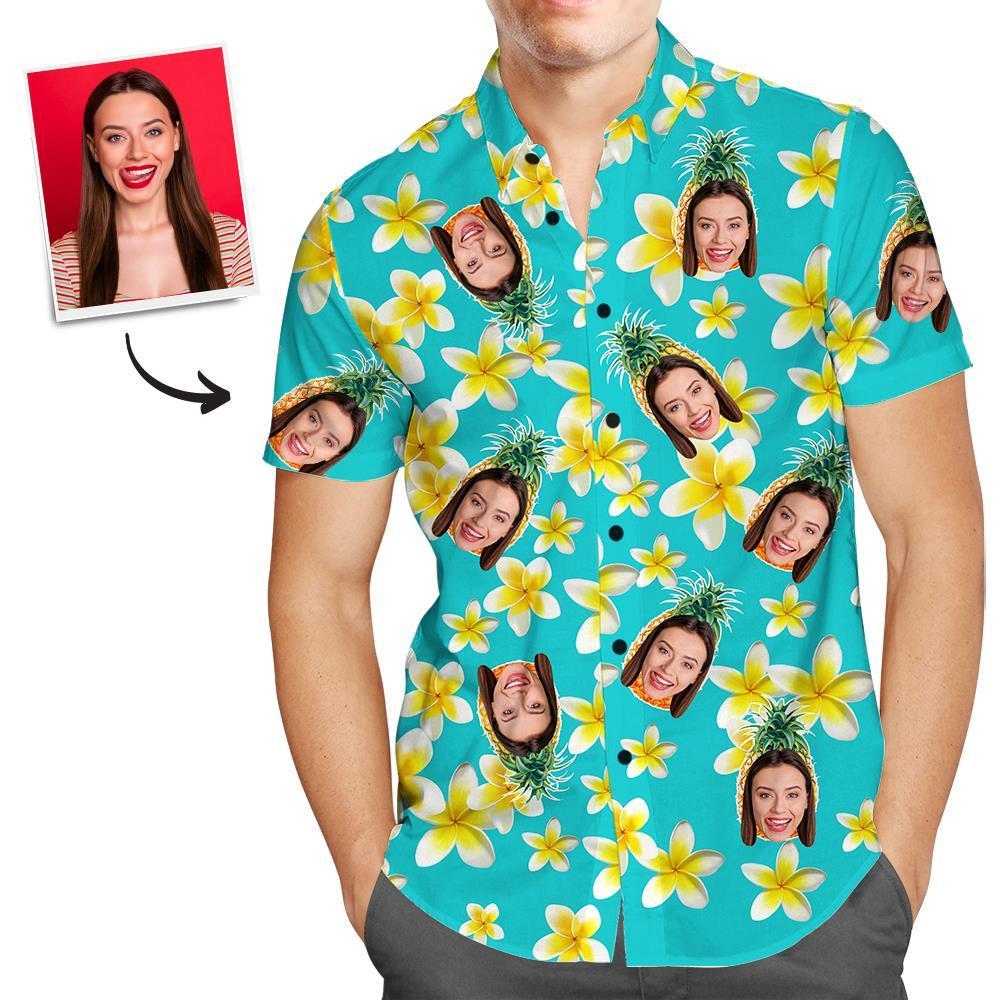 Custom Hawaiian Shirts Pineapple And Flower Personalized Aloha Beach Shirt For Men
