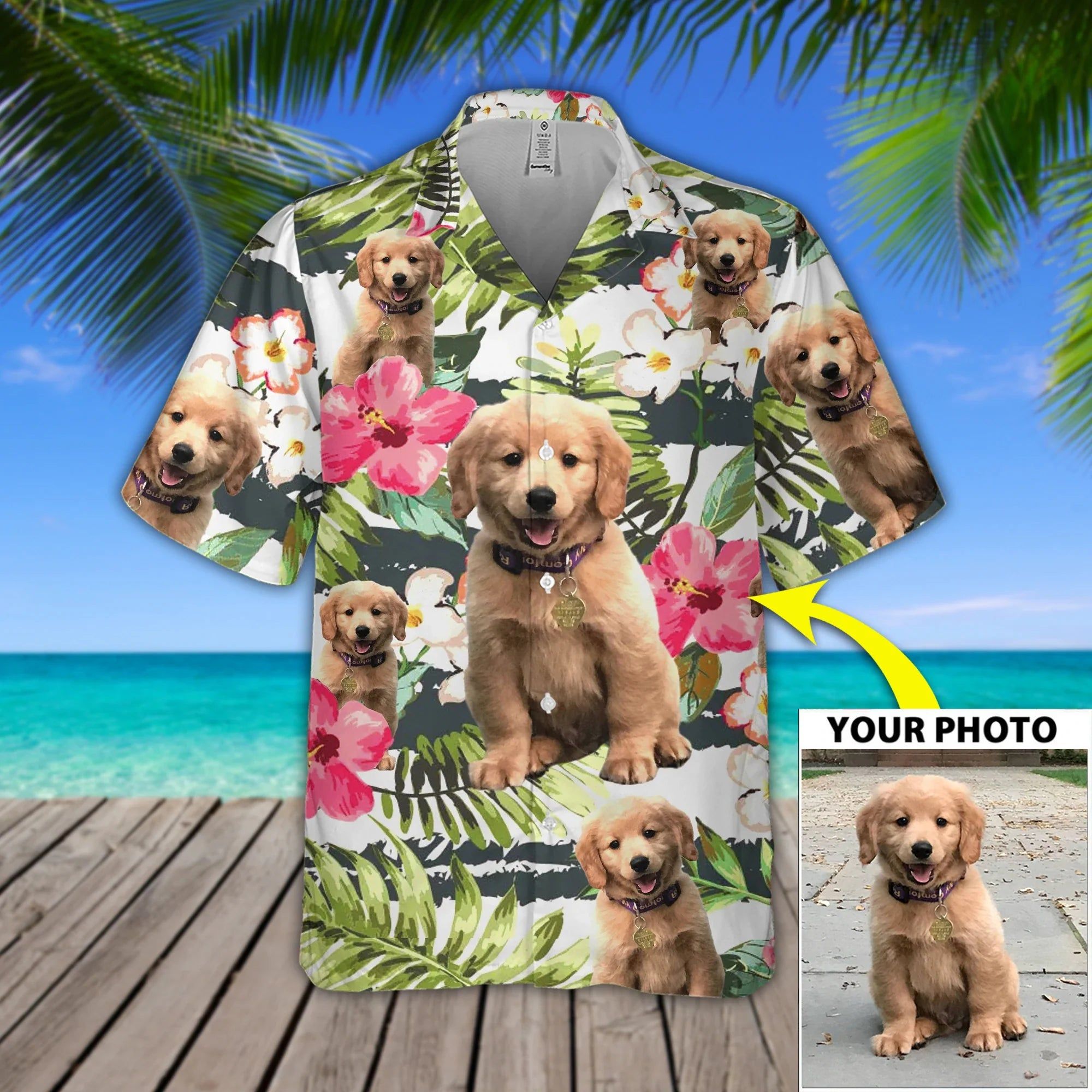 Custom Image Dog Flower Hawaiian Shirt Trendy Aloha