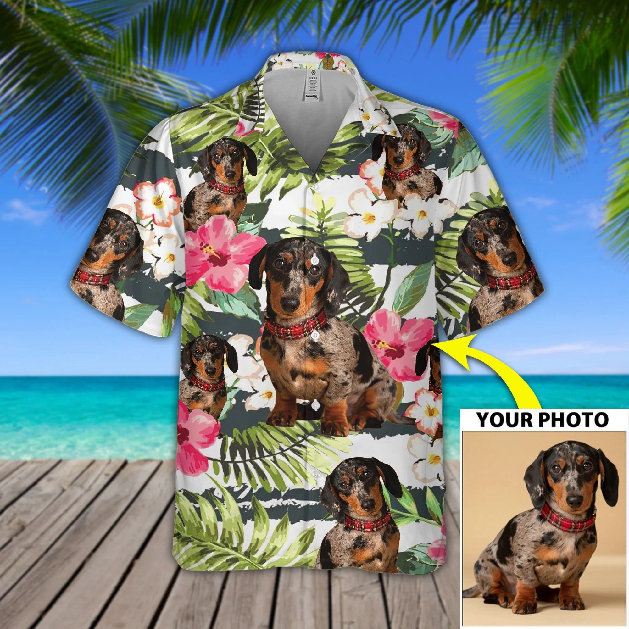 Custom Image Dog Flower Hawaiian Shirt