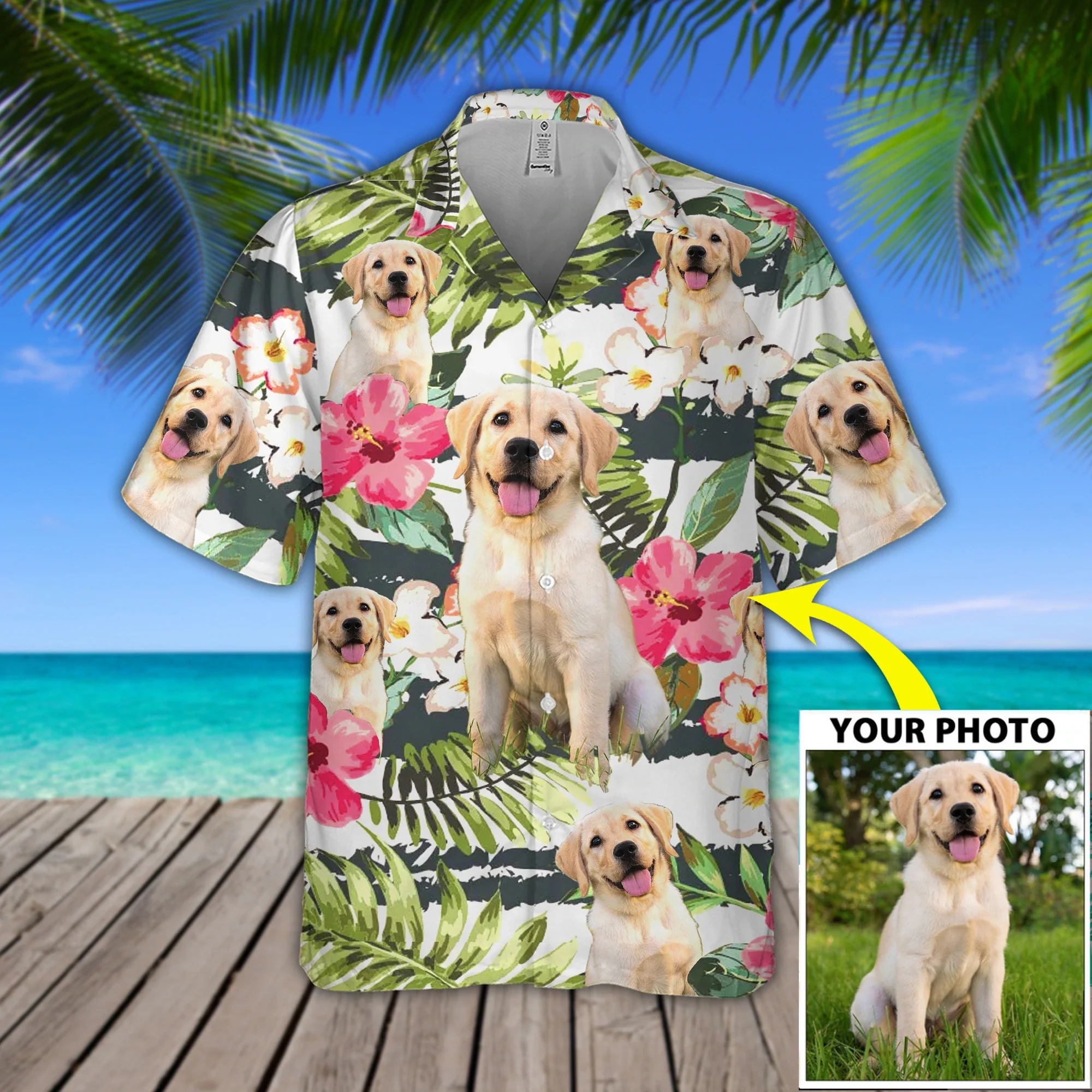 Custom Image Dog Flower Trendy Hawaiian Shirt, Dog Aloha Shirt For Men, Hawaii Shirt Woman, Gift For Dog Lovers