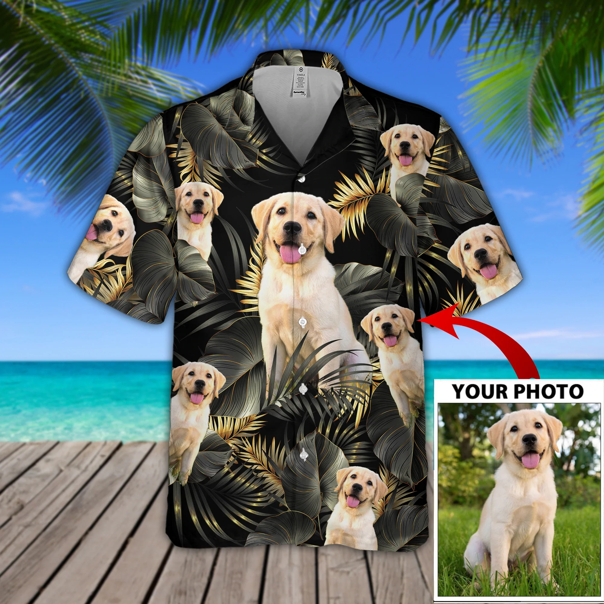 Custom Image Labrador Retriever Tropical Trendy Hawaiian Shirt, Labrador Retriever Aloha Shirt For Men, Summer Beach Hawaii Shirt Woman