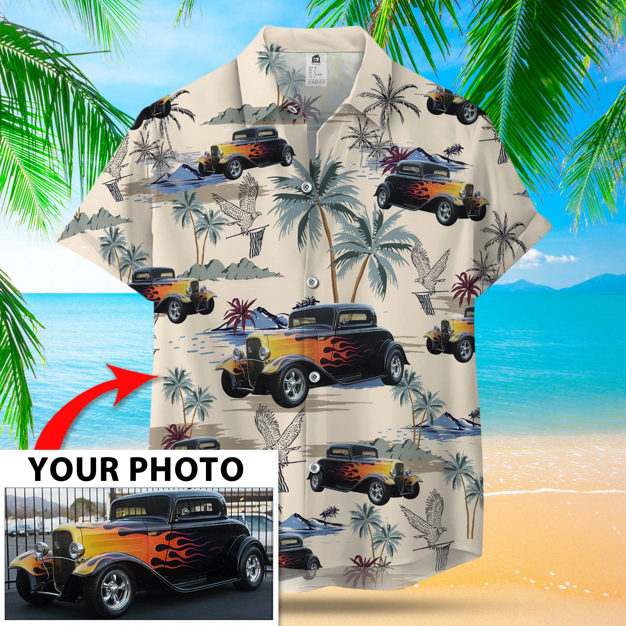 Custom Image Seamless Car Trendy Hawaiian Shirt, Summer Short Sleeve Hawaiian Aloha Shirt For Men, Women