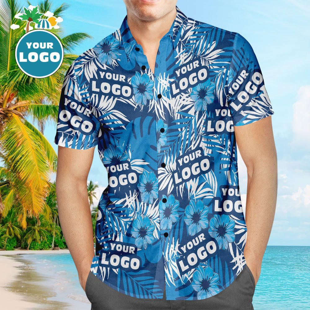 Custom Logo Hawaiian Shirts Flowers And Leaves Design Personalized Aloha Beach Shirt For Men Custom Logo Hawaiian Shirts Flowers And Leaves Design Personalized Aloha Beach Shirt For Men