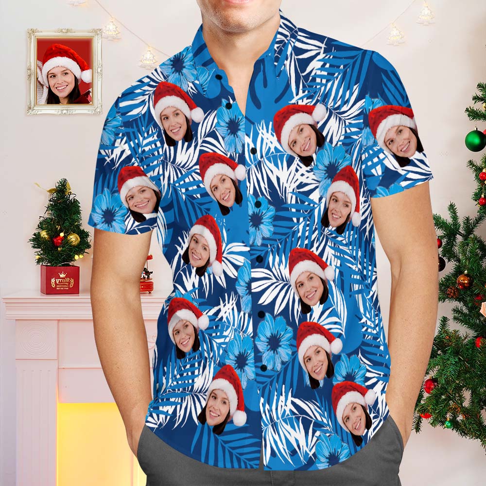 Custom Logo Hawaiian Shirts Flowers And Leaves Design Personalized Aloha Beach Shirt For Men