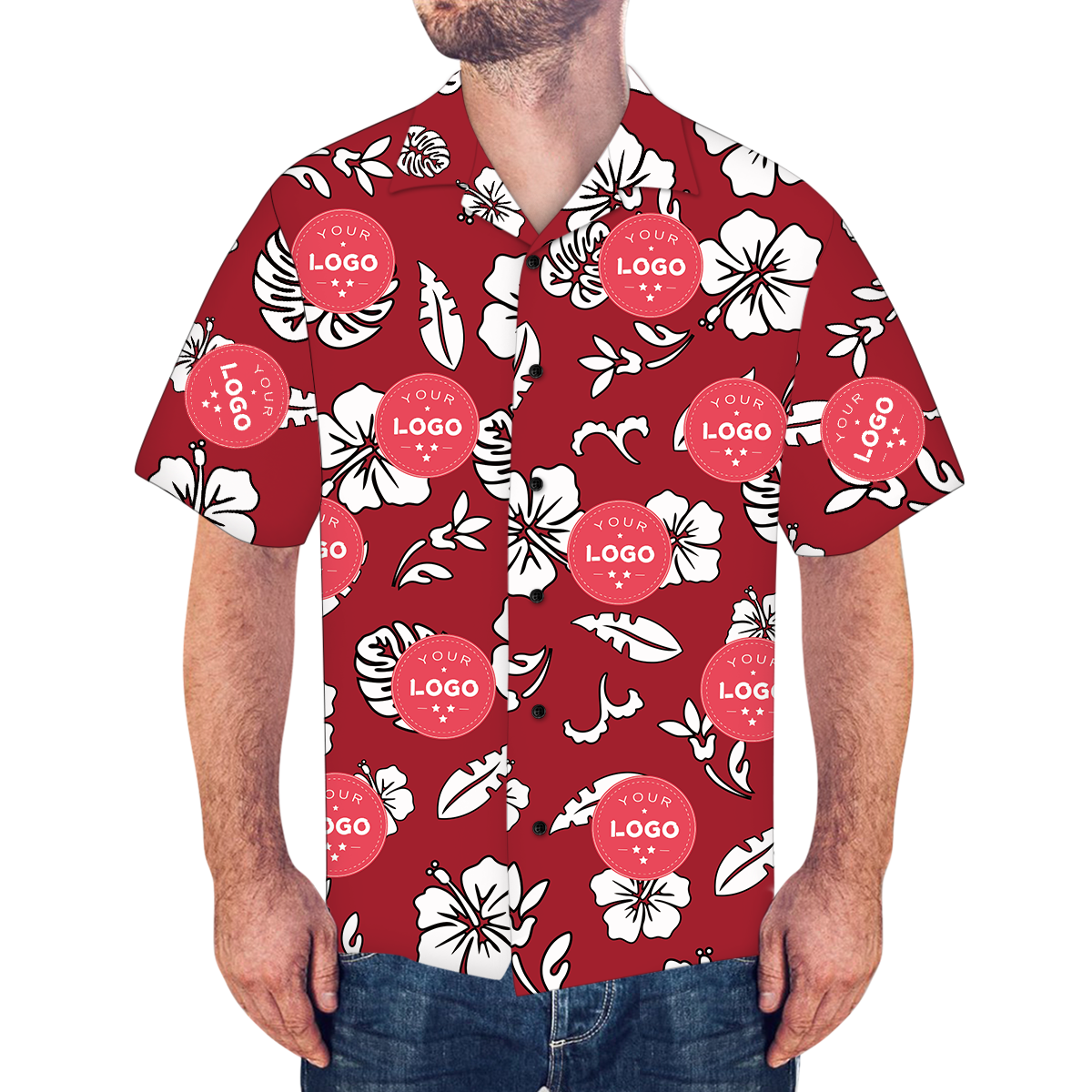 Custom Logo Shirt Men’s Hawaiian Shirt Lily Flowers, Corporate Gifts