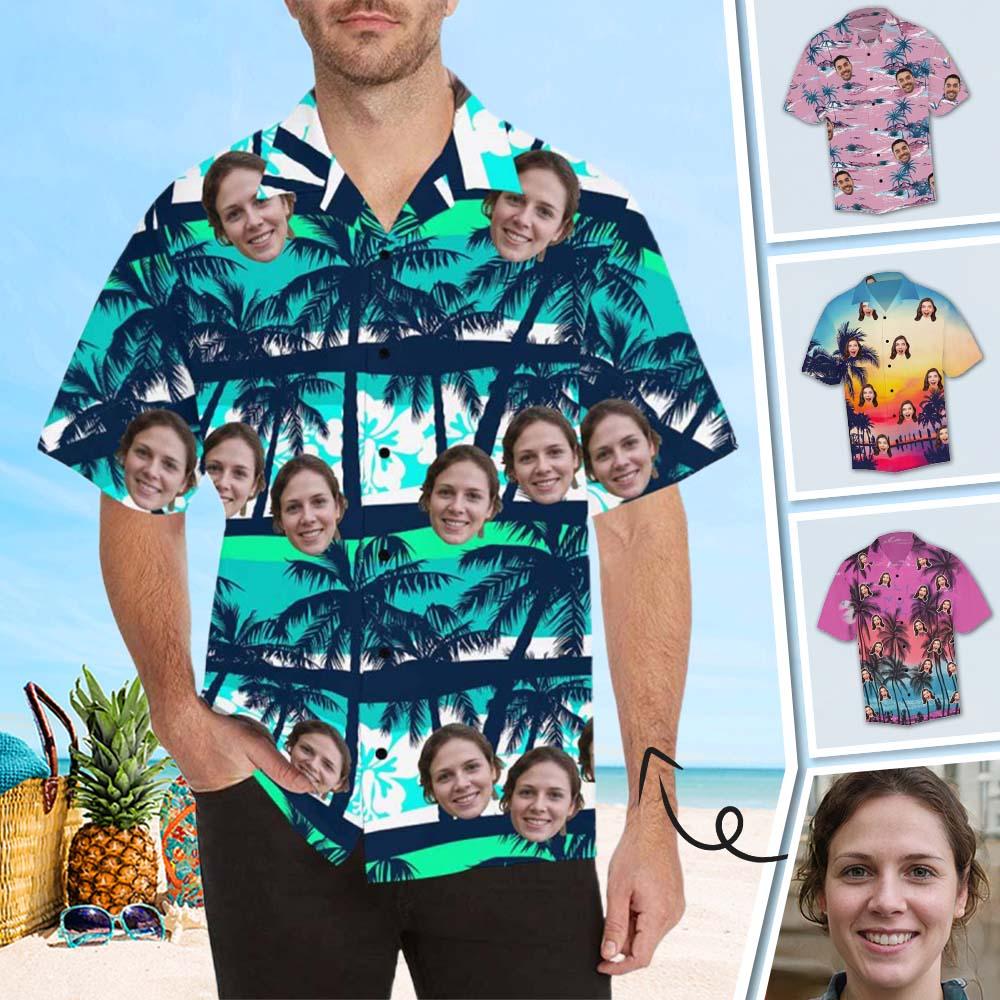 Custom Made Men’s Hawaiian Shirt With Girlfriend Face Coconut Tree Custom Made Men’s Hawaiian Shirt With Girlfriend Face Coconut Tree