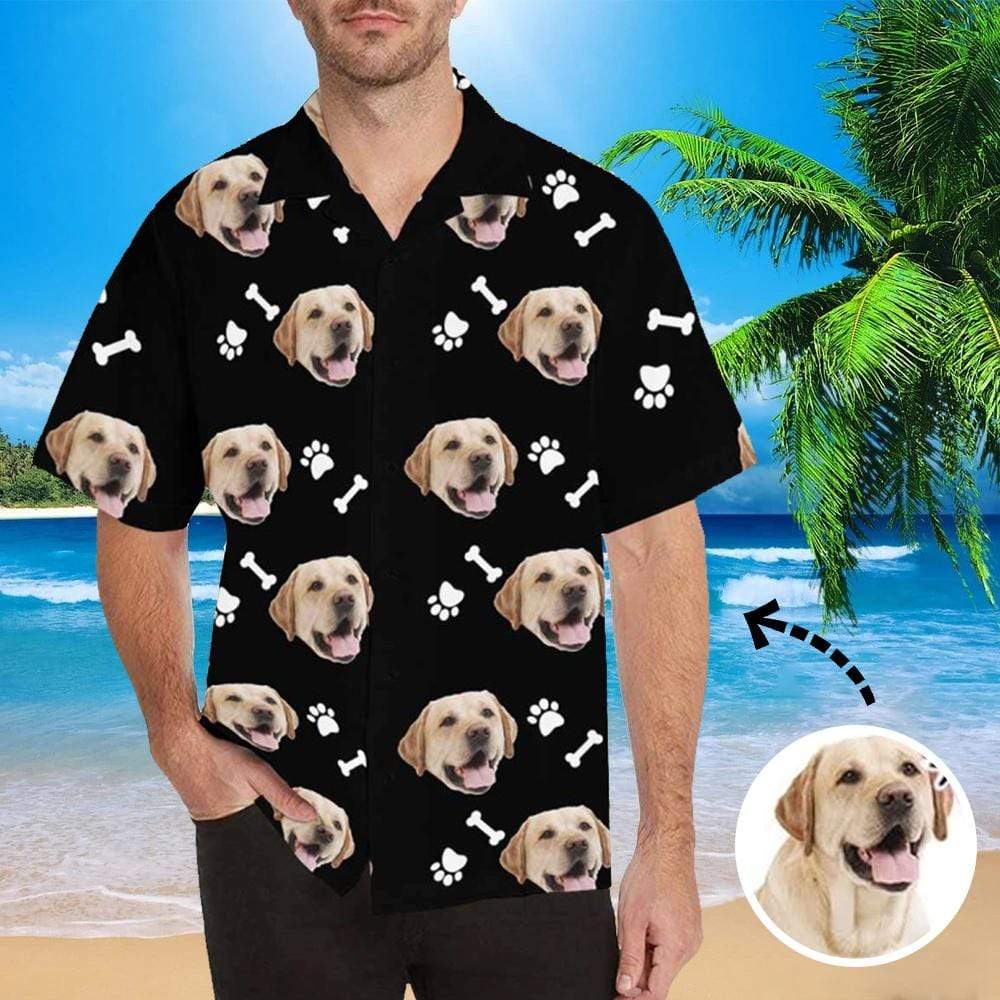 Custom Men’s Hawaiian Shirt With Face Dog And Bone