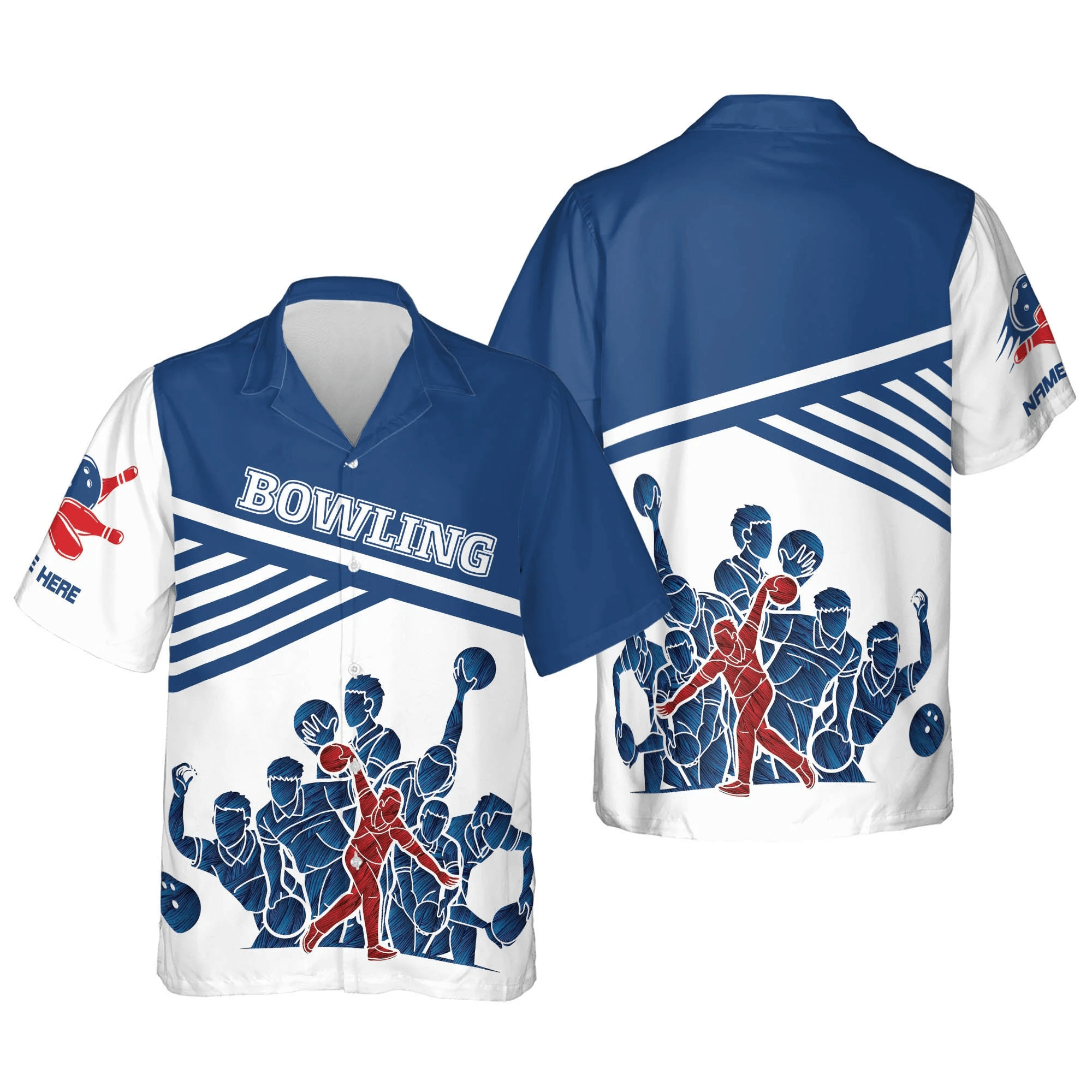 Custom Men’s Usa Bowling Trendy Hawaiian Shirts For Men, Bowling Trendy Hawaiian Shirt For Men