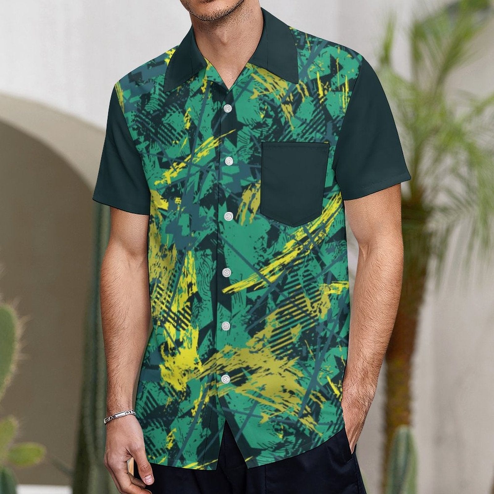Custom Name&Number Green Pocket Hawaiian Shirt