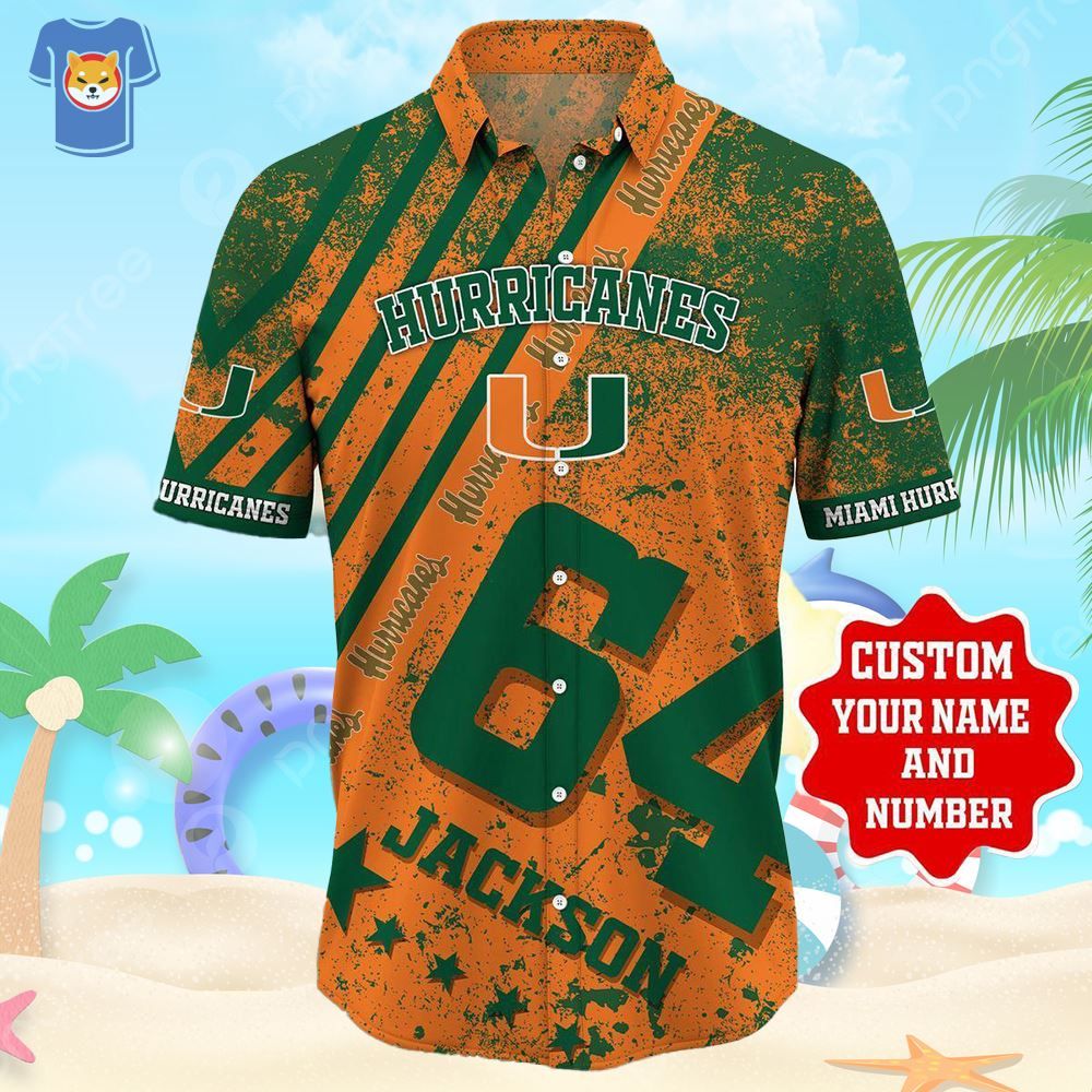 Custom Name And Number Miami Hurricanes New Gift For Summer Beach Summer Hawaiian Shirt