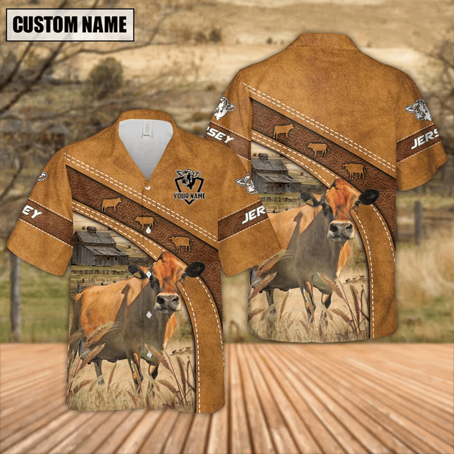 Custom Name Jersey Leather Pattern Trendy Hawaiian Shirt, Trendy Hawaiian Shirt Gift For Men And Women