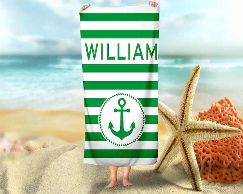 Custom Name Monogrammed Personalized Beach Towels Bride Birthday