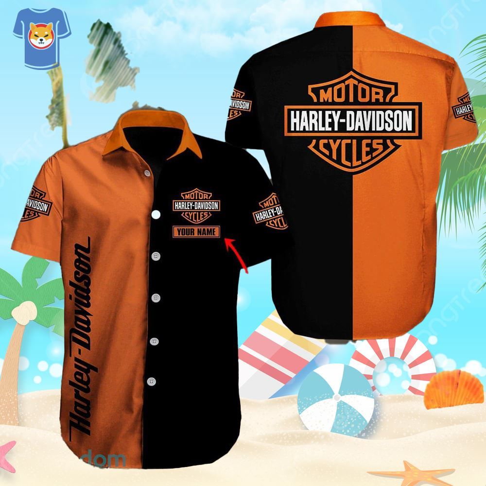 Custom Name Motorcycles Harley Dividson Hawaiian Shirt Gift For Men And Women E