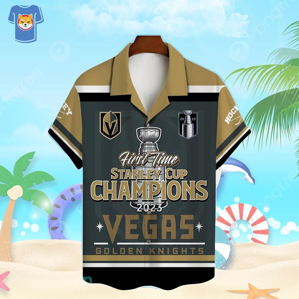 Custom Name Number Vegas Golden Knights First Time Hawaiian Shirt