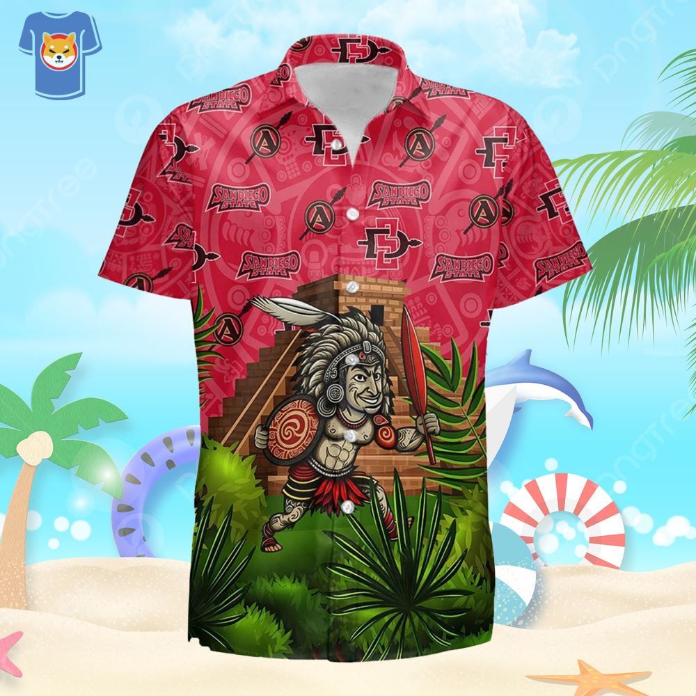 Custom Name San Diego State Aztecs Mens Basketball Tropical Pattern Hawaiian Shirt