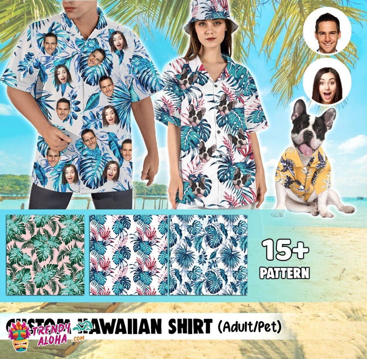 Custom Pet Photo Face Hawaiian Shirt Dog Lovers Personalized Unique Gift