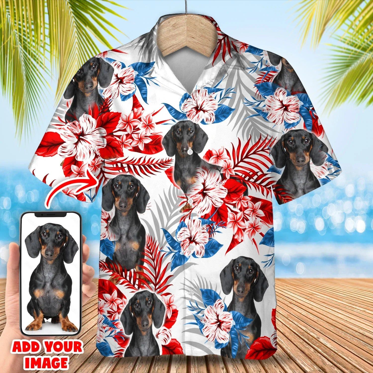 Custom Photo American Flag Hawaiian Shirt
