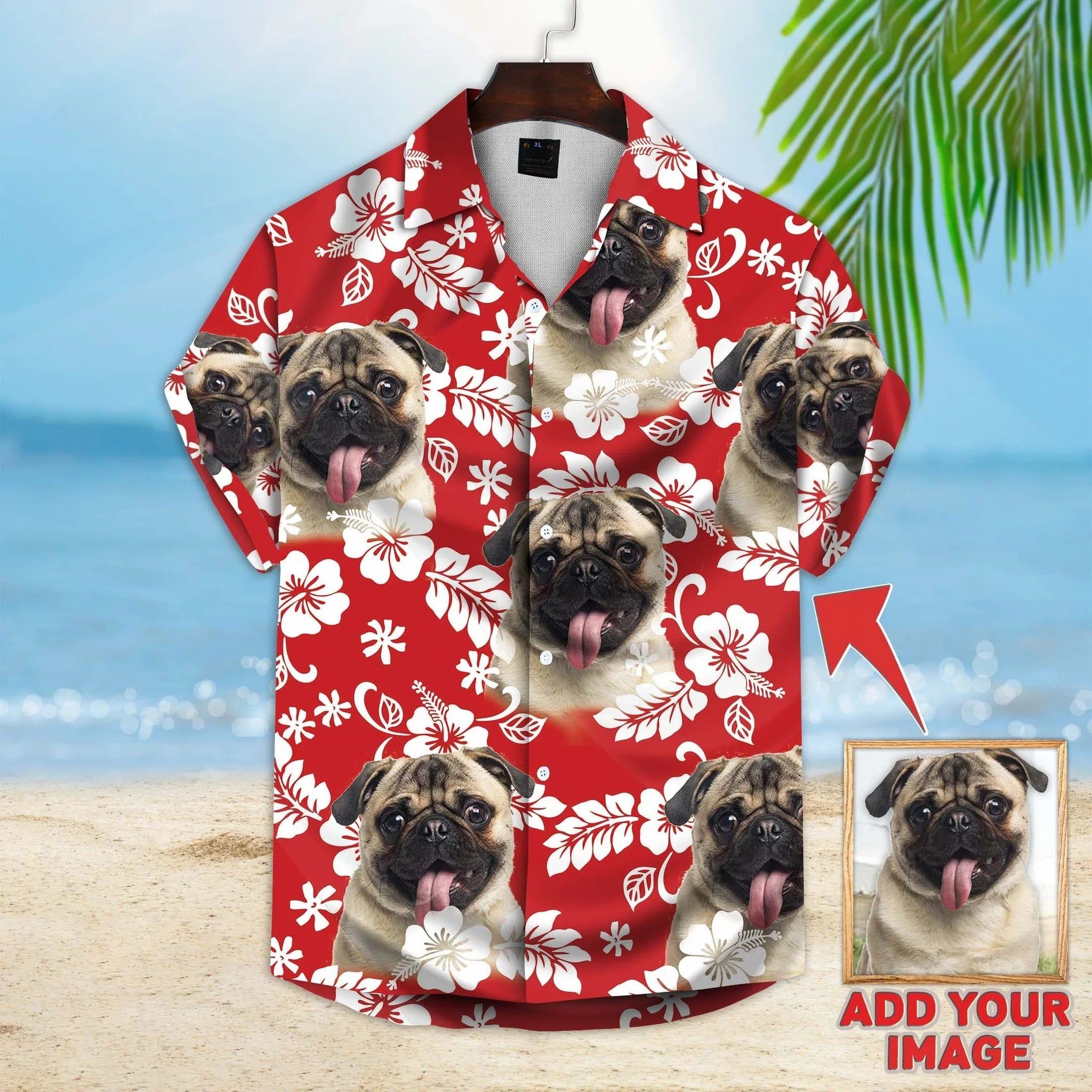 Custom Photo Bulldog Flower Hawaiian Shirt