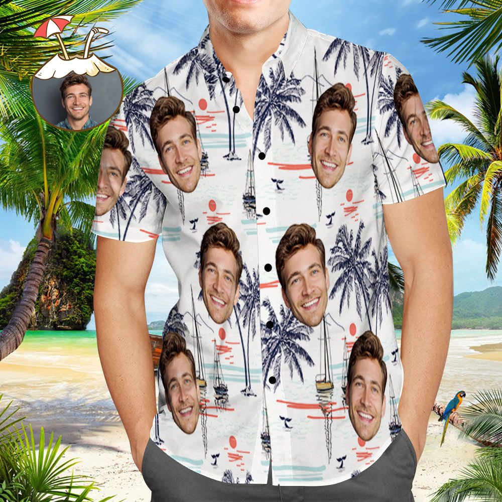 Custom Photo Chinoiserie Hawaiian Shirt, Summer Holidays Camp Shirt Custom Photo Chinoiserie Hawaiian Shirt, Summer Holidays Camp Shirt