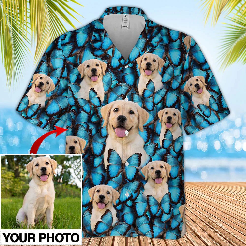 Custom Photo Dog Butterflies Hawaiian Shirt Custom Photo Dog Butterflies Hawaiian Shirt