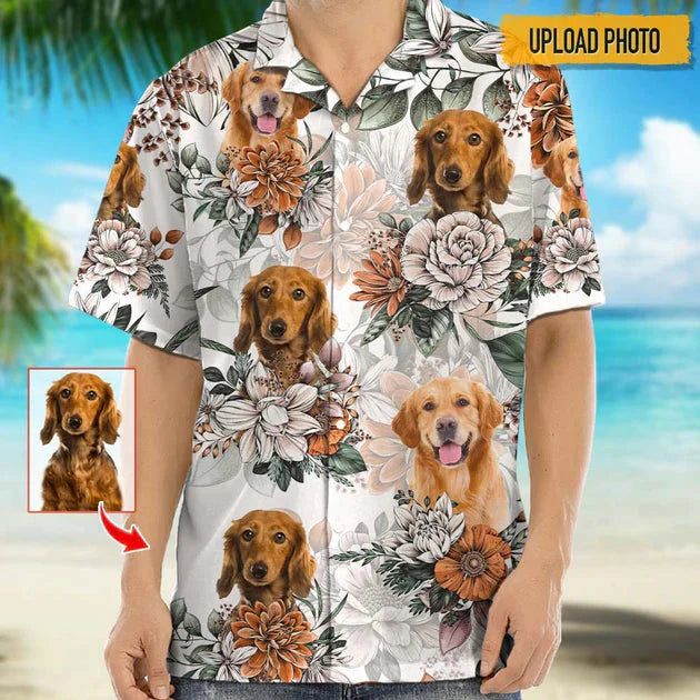 Custom Photo Dog Flower Hawaiian Shirt Custom Photo Dog Flower Hawaiian Shirt