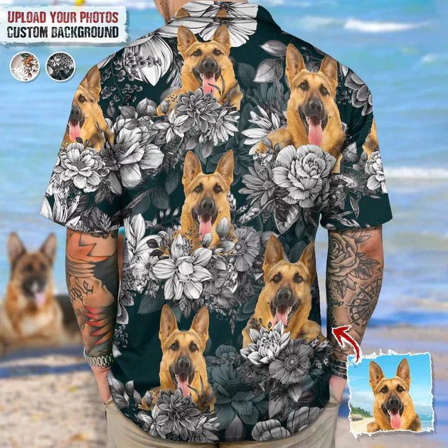 Custom Photo Dog Flower Hawaiian Shirt