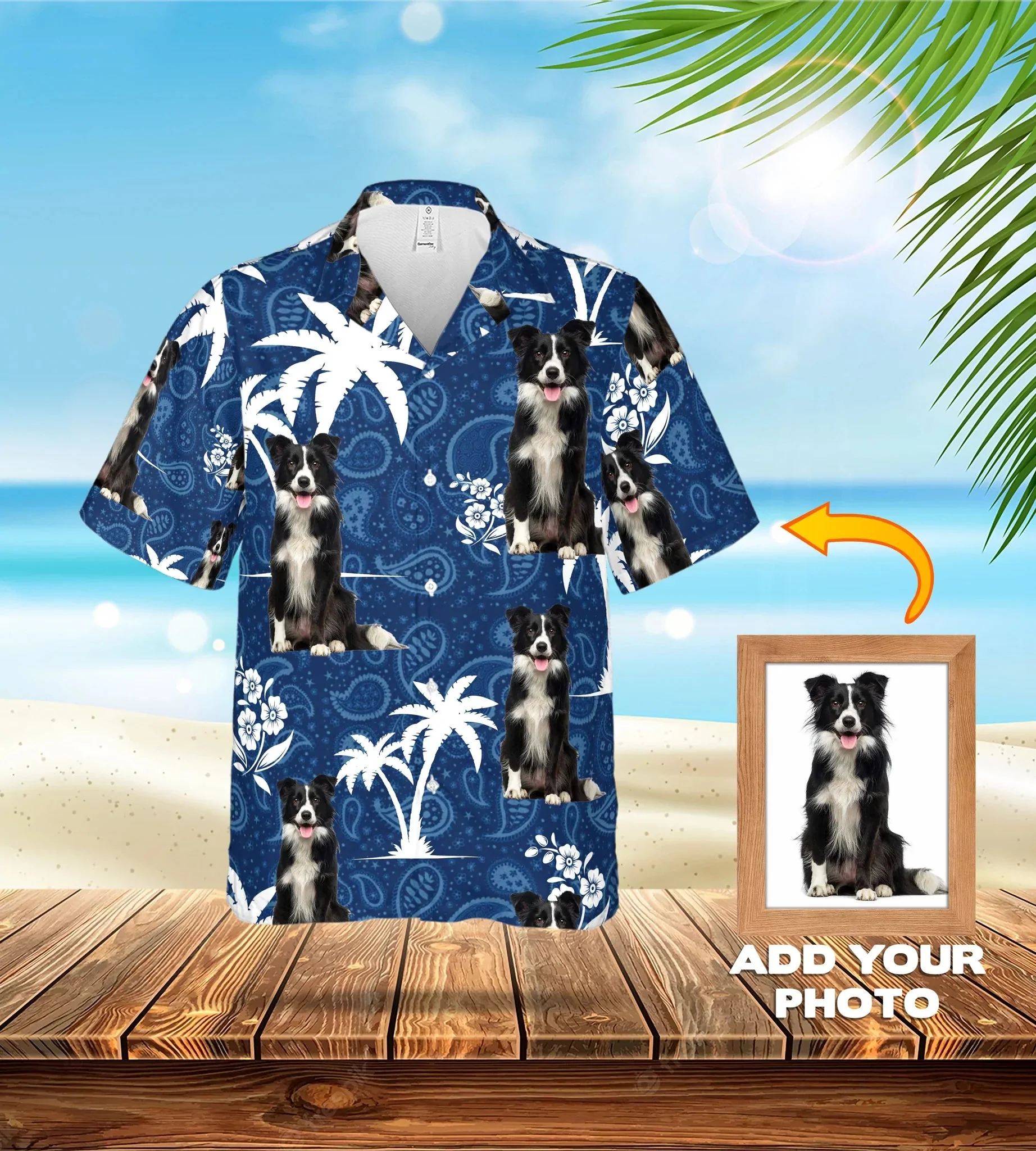 Custom Photo Dog Palm Blue Hawaii Shirt, Dog Flowers Pattern Short-Sleeve Trendy Hawaiian Shirt, Hawaii Shirt For Men And Women Custom Photo Dog Palm Blue Hawaii Shirt, Dog Flowers Pattern Short-Sleeve Trendy Hawaiian Shirt, Hawaii Shirt For Men And Women