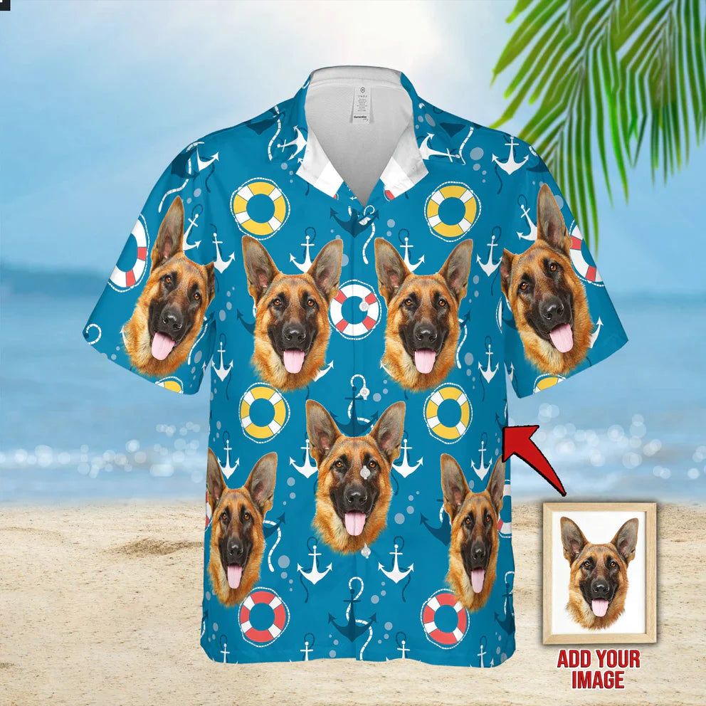 Custom Photo Dog Sea Pattern Hawaiian Shirt Custom Photo Dog Sea Pattern Hawaiian Shirt
