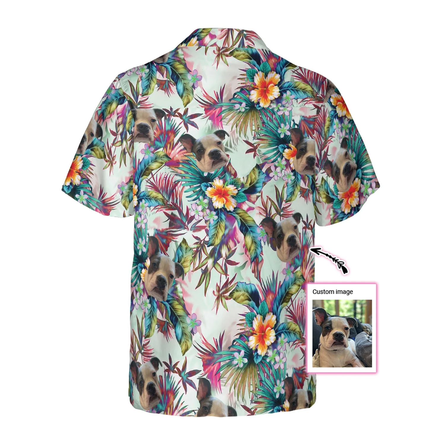 Custom Photo Dog With Tropical Flowers Custom Trendy Hawaiian Shirt