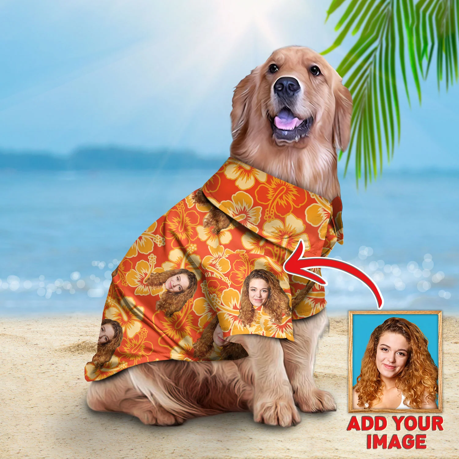 Custom Photo Flowers Orange Pattern Personalized Hawaiian Shirt For Pet
