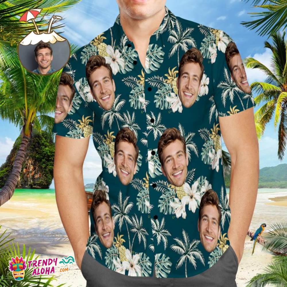Custom Photo Funky Vintage Trendy Aloha Hawaiian Shirt Casual Button-Down Short Sleeve Unisex