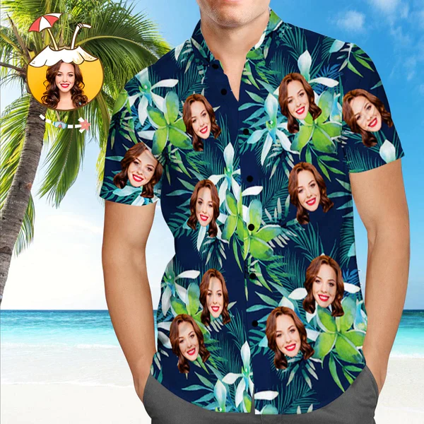 Custom Photo Hibiscus Red All Over Printed 3D Trendy Hawaiian Shirt