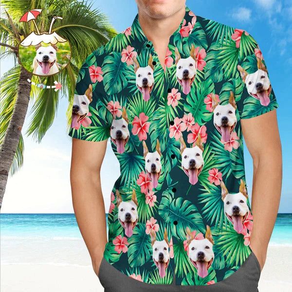 Custom Photo Pet Face Funky Vintage Hawaiian Shirt