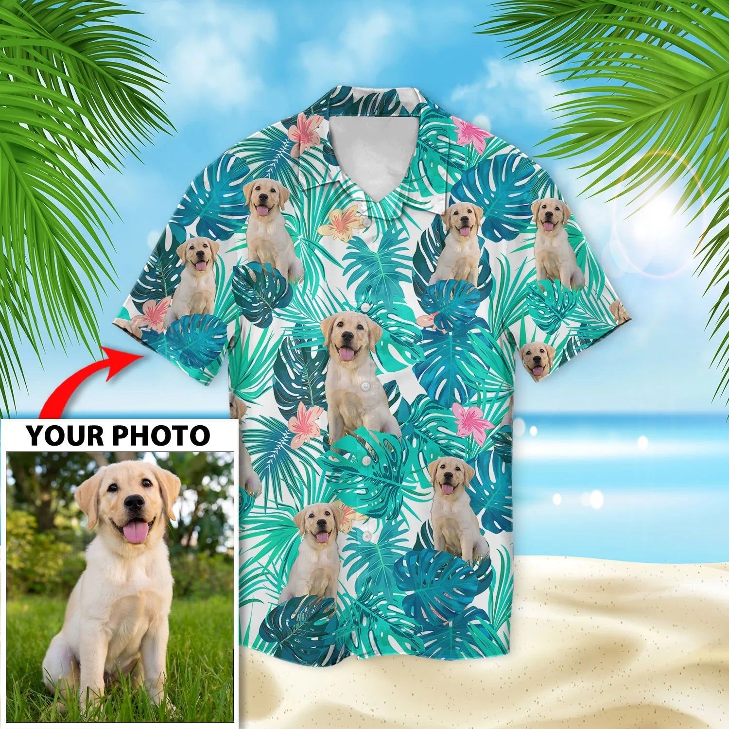 Custom Photo Seamless Dog Hawaiian Shirt