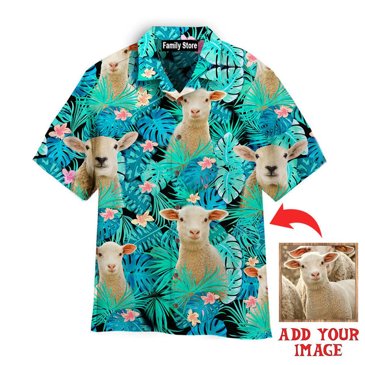 Custom Photo Sheep Tropical Custom Hawaiian Shirt